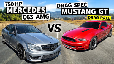 750hp C63 AMG Faces a Twin Turbo Mustang on Big Slicks // This vs. That