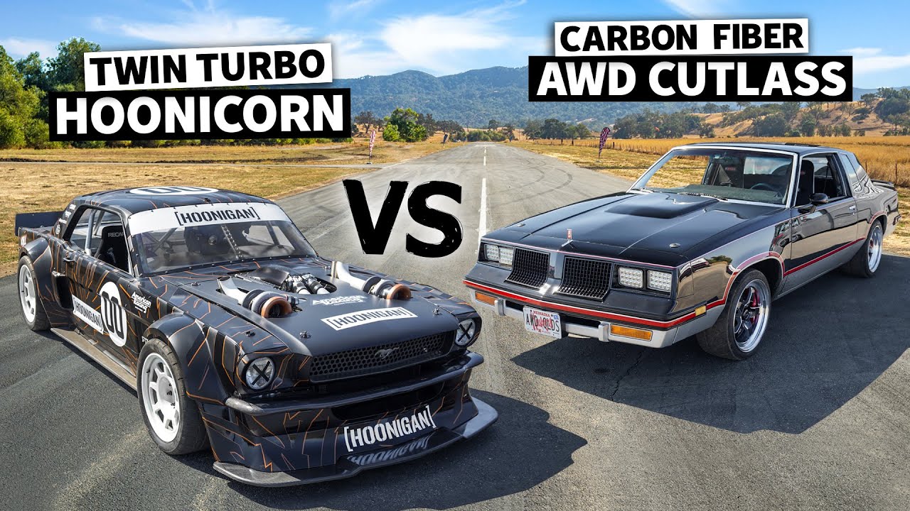 AWD Carbon Fiber Oldsmobile CUTLASS vs Ken Block's 1400hp Mustang // Hoonicorn vs The World 2