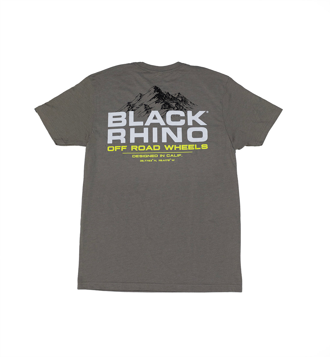Black Rhino SUMMIT Short Sleeve Tee in black, featuring a bold graphic logo on the front.