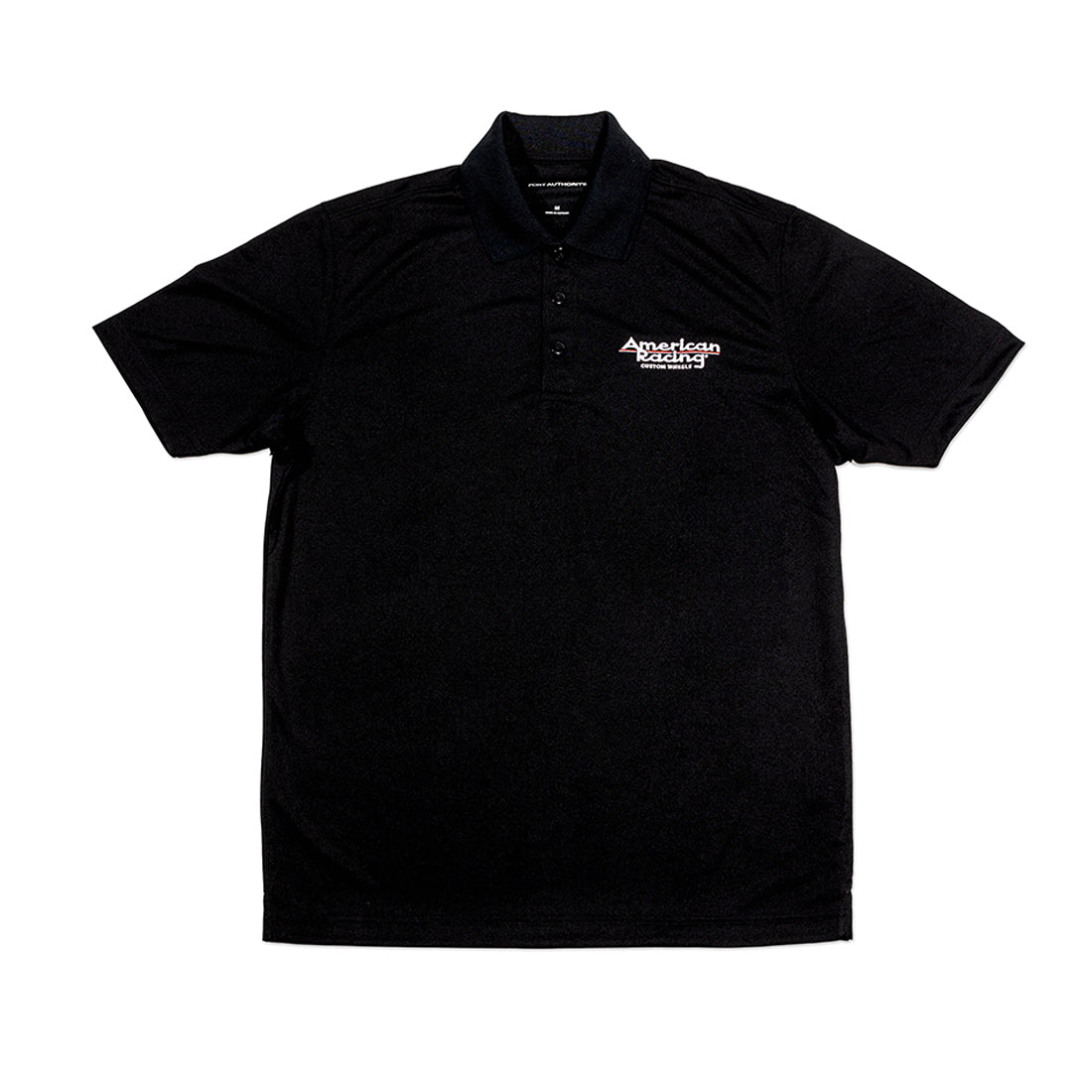 American Racing SPORT Polo in navy blue, featuring a classic collar, short sleeves, and embroidered logo on the left chest.