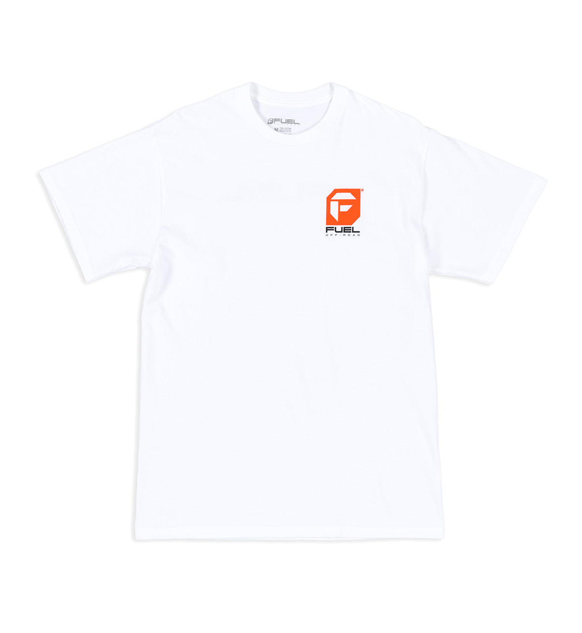 Fuel Orange Logo Short Sleeve Tee featuring a bold orange logo on a white background.