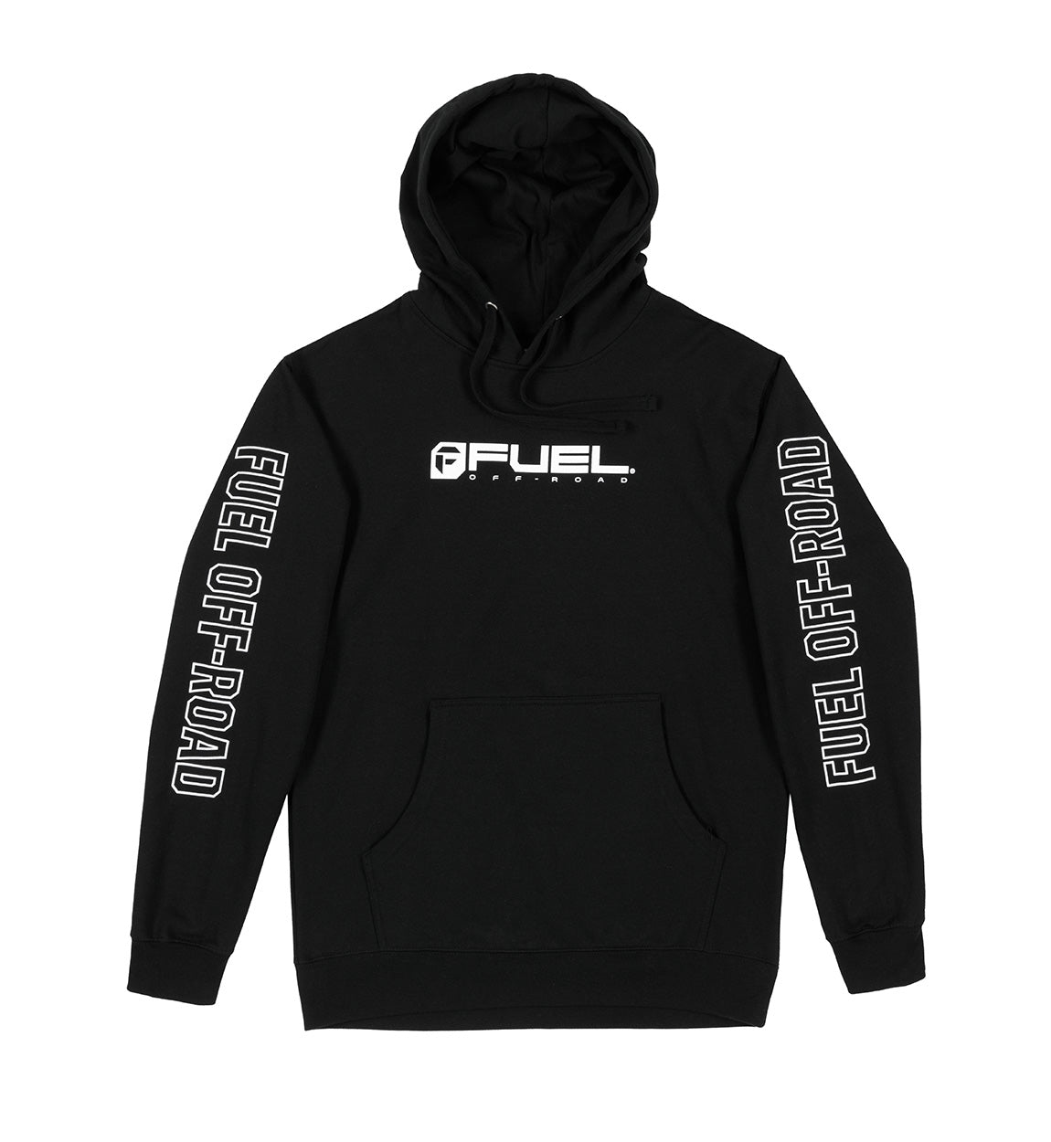 Black Fuel Logo Hoodie featuring a bold white logo on the chest.