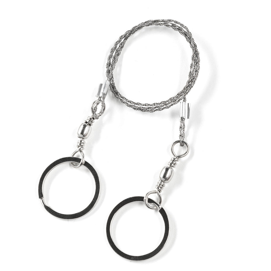 Silver and black safety kit with a braided lanyard and circular rings, designed for use with the Hoonigan OH SH*T Safety Kit.