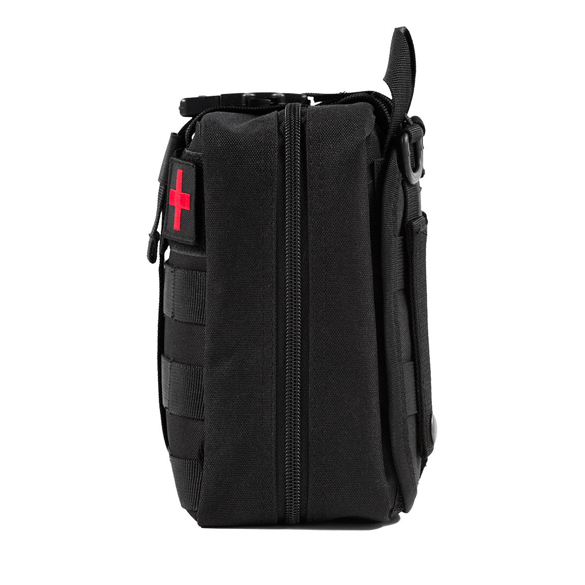 Black Hoonigan OH SH*T Safety Kit bag with a red cross patch, multiple compartments, and a zipper closure for emergency gear.