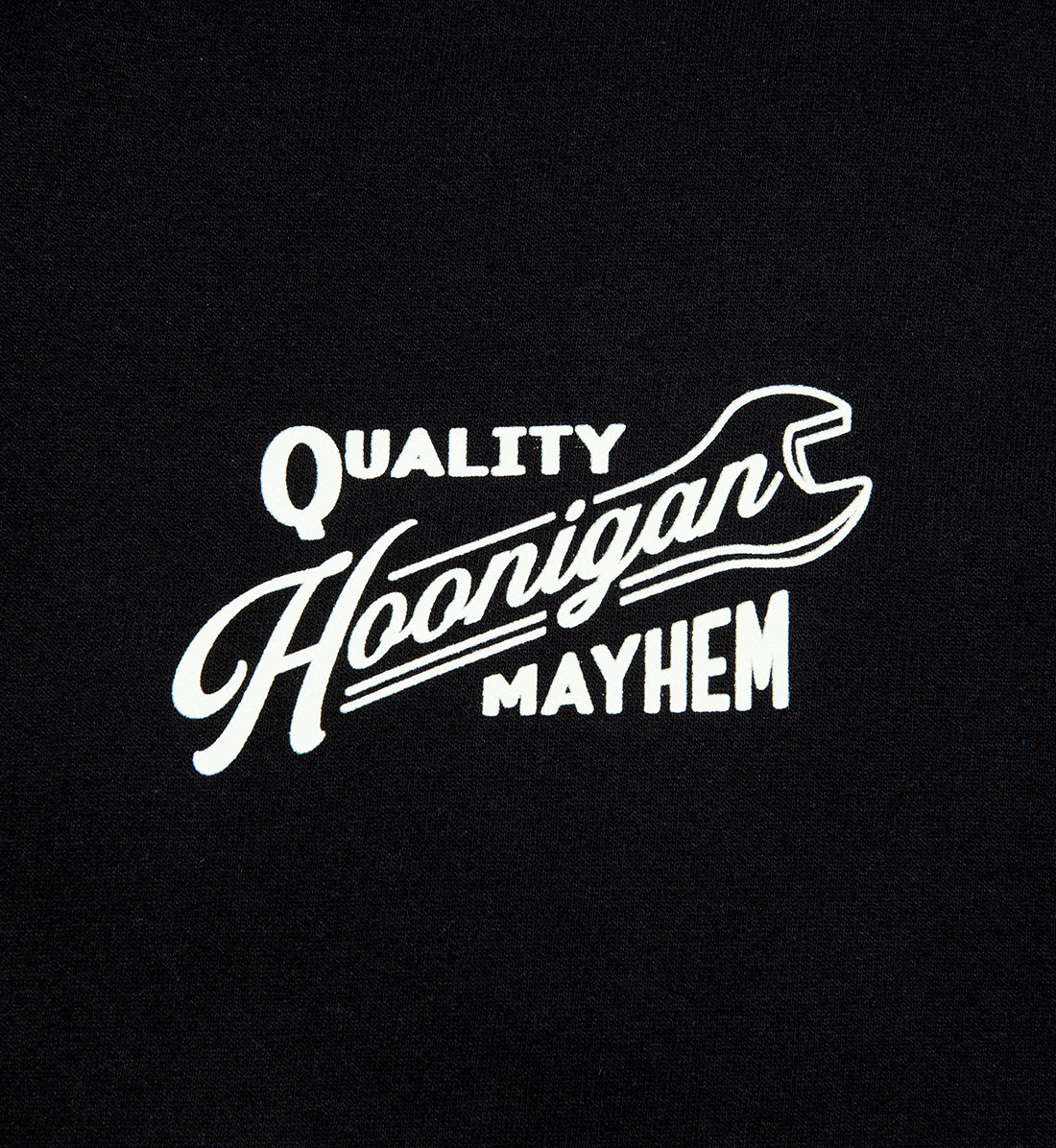 Black Hoonigan BACKDATE Pullover Hoodie with front graphic design and drawstring hood.
