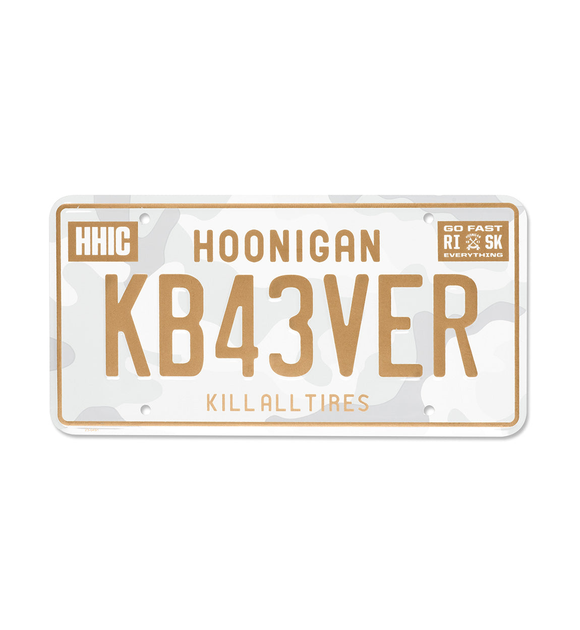 Hoonigan KB43VER Snow Camo Metal License Plate