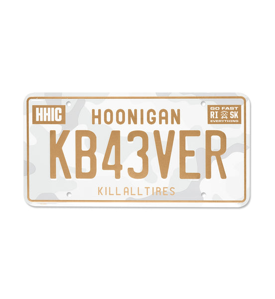 Hoonigan KB43VER Snow Camo Metal License Plate