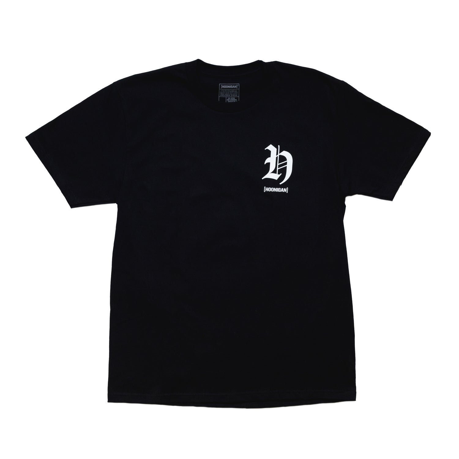 Black Hoonigan CHAPTERS Short Sleeve Tee featuring a vibrant graphic design on the front, showcasing a stylish and casual streetwear aesthetic.