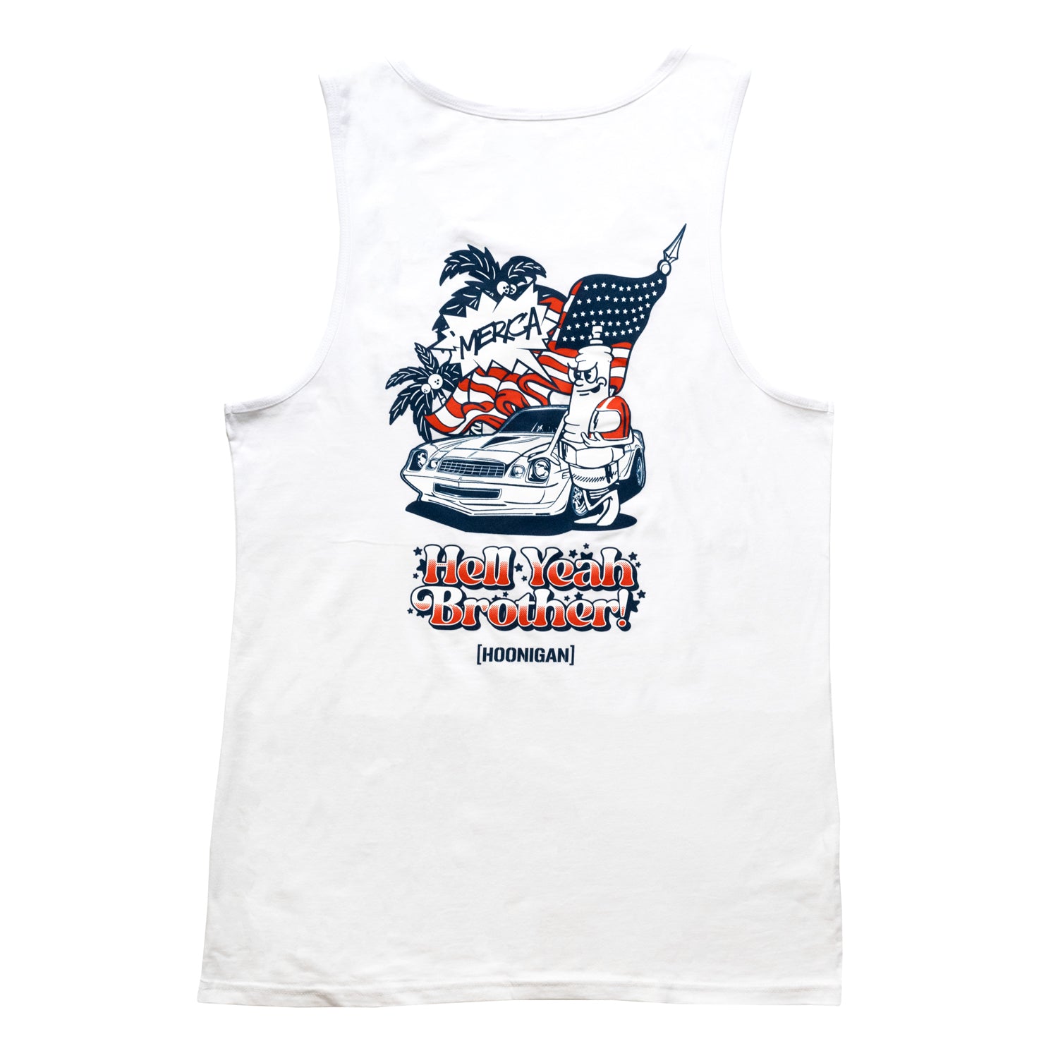 Hoonigan 'MERICA Tank Top featuring a bold graphic design and patriotic colors.