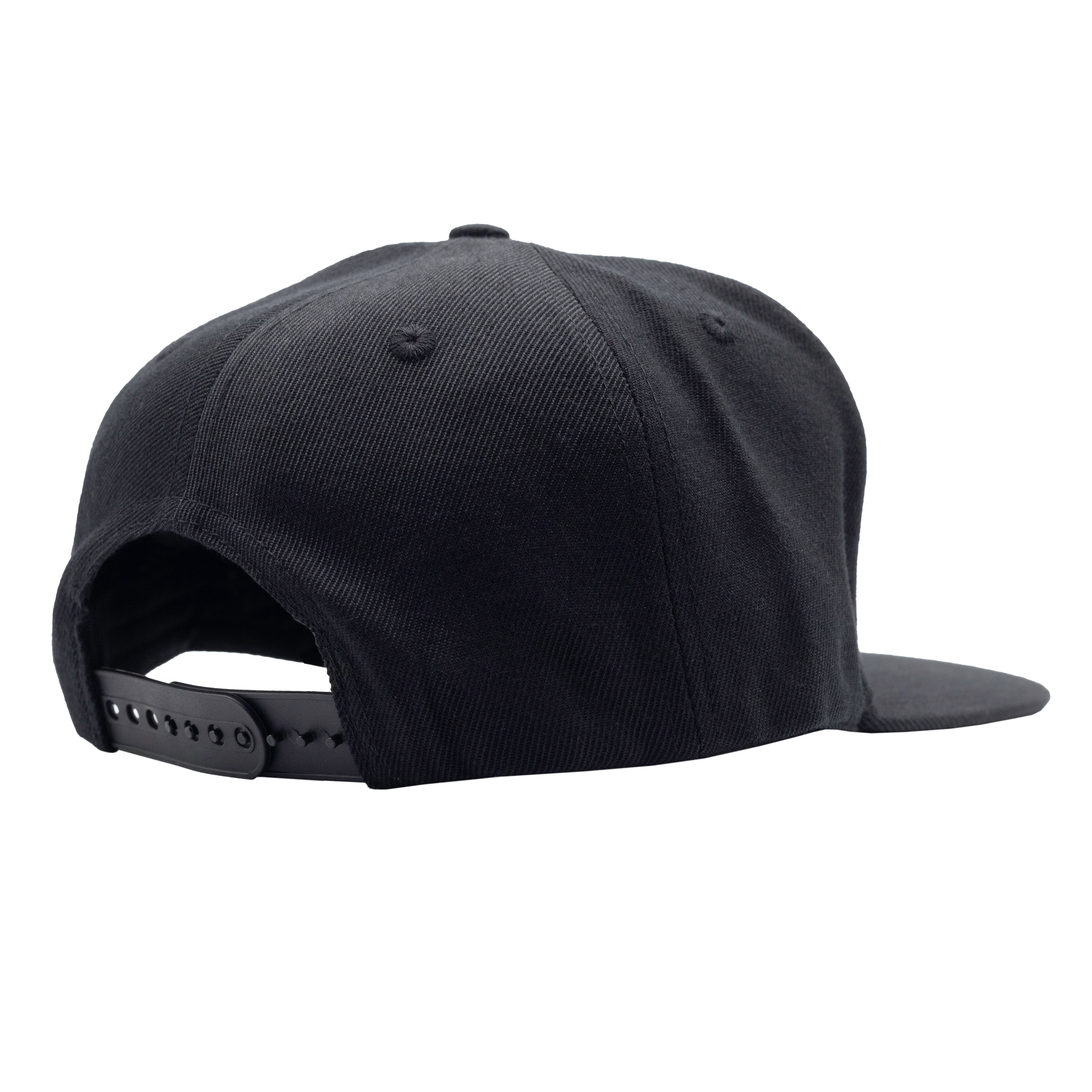Hoonigan BELT SANDER Snapback Hat featuring a bold graphic design, adjustable snapback closure, and a classic black and white color scheme.