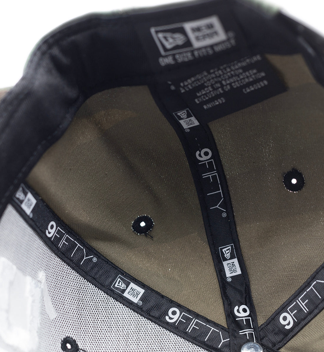 KMC BLANKET snapback hat in black with a camouflage pattern and adjustable strap.