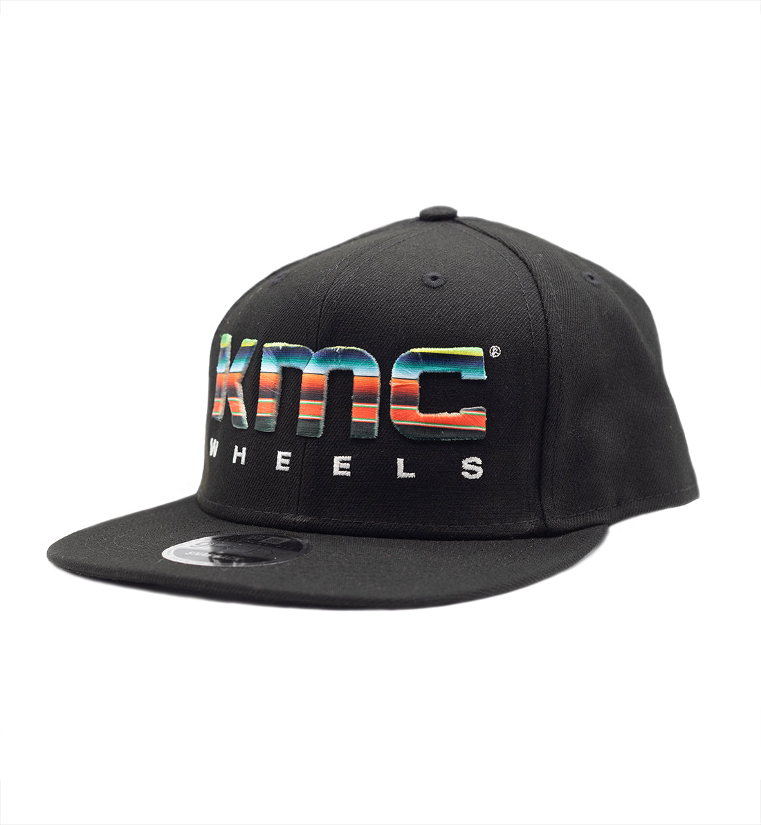 KMC BLANKET Snapback Hat in black with a textured blanket pattern, featuring a flat brim and adjustable strap.