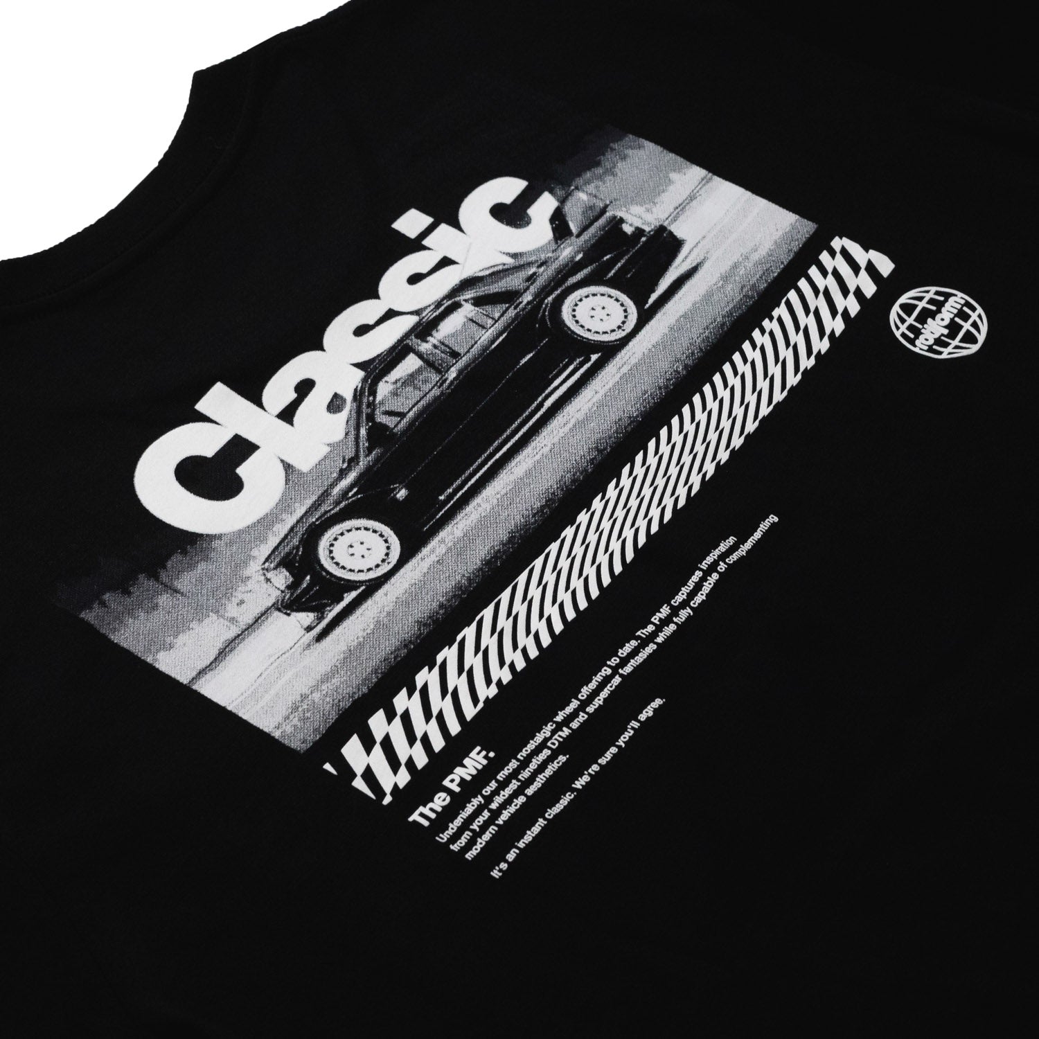 Rotiform PMF Short Sleeve Tee in black, featuring a bold logo print on the front, displayed against a simple background.