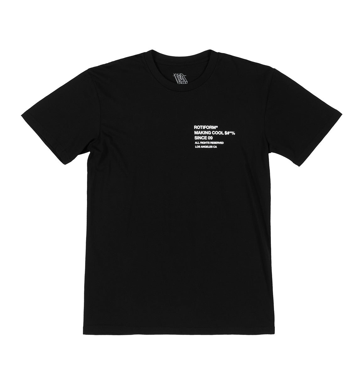 Black short sleeve tee featuring "MAKING COOL $#*&" graphic printed on the front in bold white letters, designed by Rotiform.