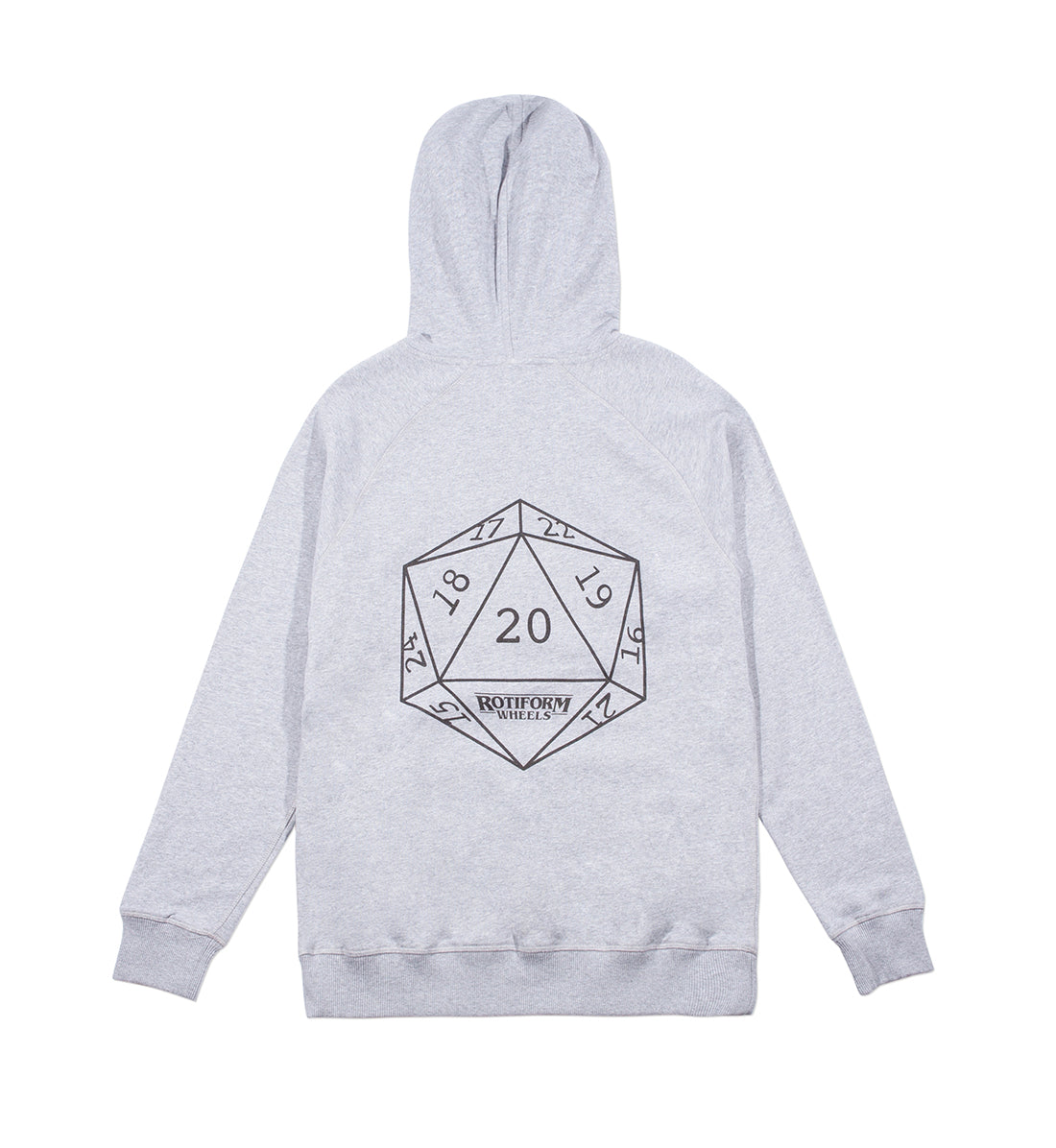 Black Rotiform DICED Hoodie featuring a large graphic print on the back and a front kangaroo pocket.