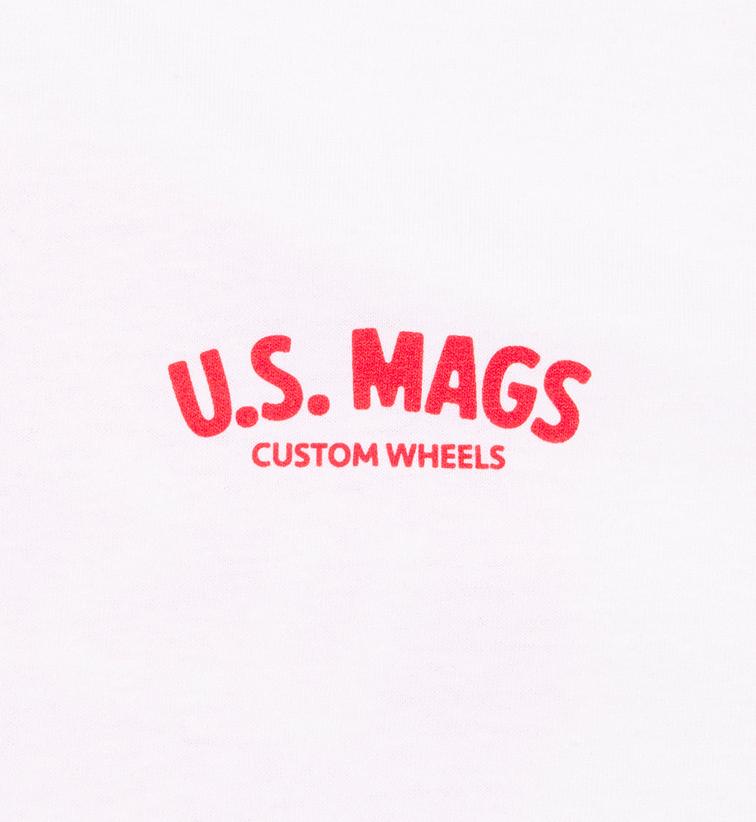 US Mags short sleeve tee featuring a prominent red logo on a white background.