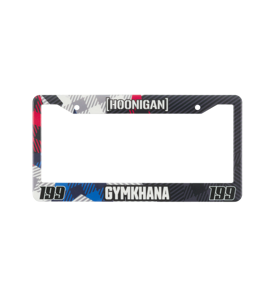 Hoonigan 199 GYMKHANA STAR License Plate Frame featuring a bold graphic design and durable construction.
