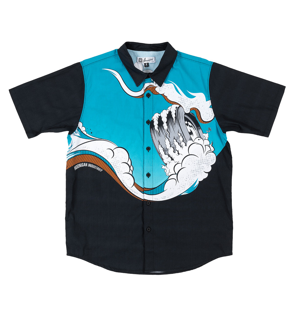 Hoonigan WAVE OF MUTILATION Woven Short Sleeve Button-up Shirt
