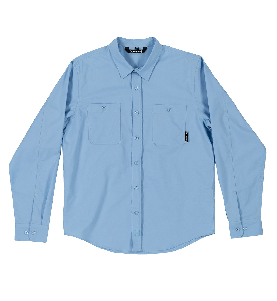 Hoonigan EVENING OXFORD Woven Long Sleeve Dress Shirt in light blue, featuring a button-up front, collar, and long sleeves.