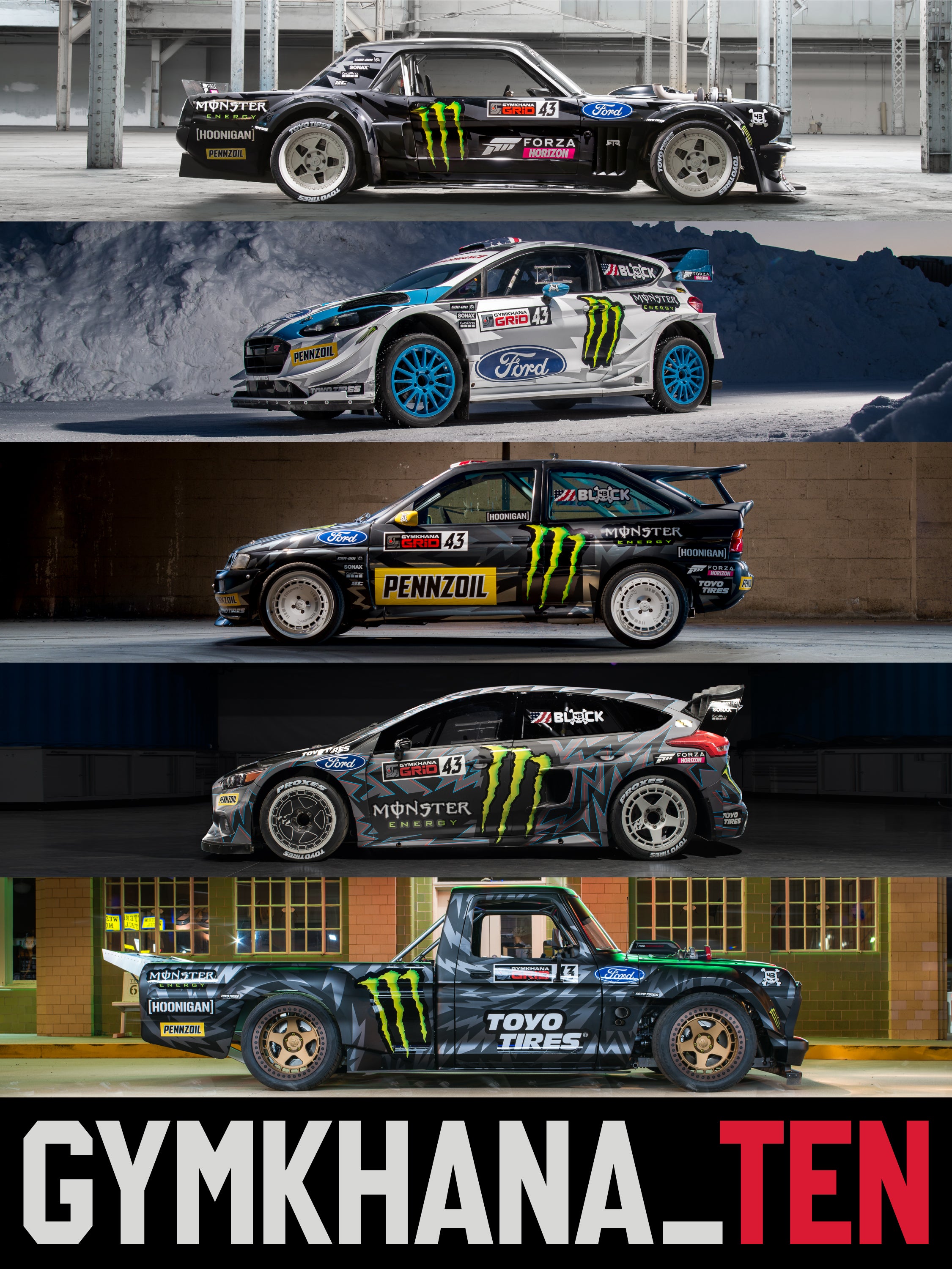 Five cars of Gymkhana TEN