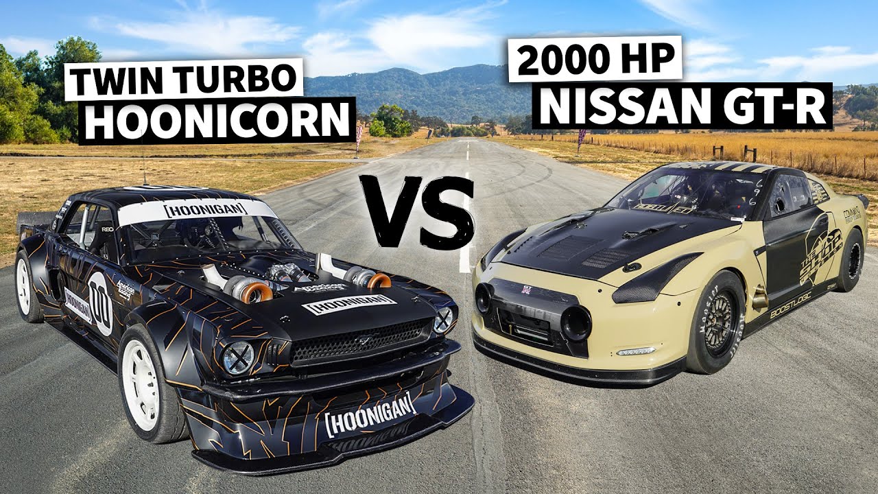 2,000hp 6-Second Nissan GT-R “Kimbo” vs Ken Block's 1400hp AWD Mustang // Hoonicorn vs The World 2