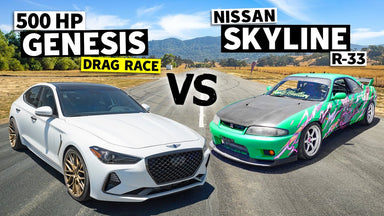 Skyline vs. Hyundai? 600-ish hp R33 GT-R Races a 500hp Genesis // This vs. That[HOONIGAN]