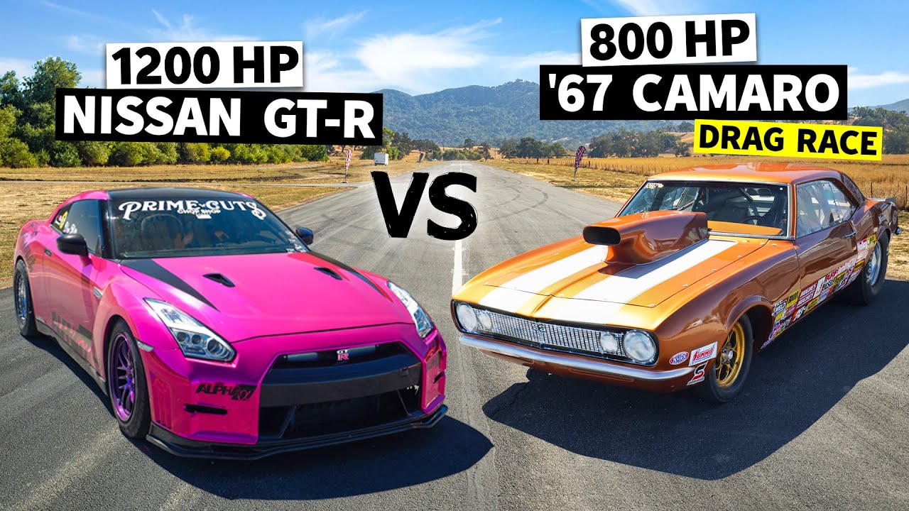 1,200whp GT-R vs. ‘67 Big Block Drag Camaro. 8 Second Import/Domestic Battle // This vs. That