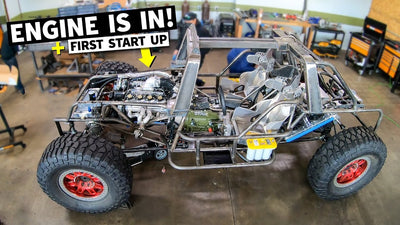 Our HALO Warthog's 1,000 Horsepower TWIN TURBO 438ci Ford Windsor V8 arrives! FIRST START!