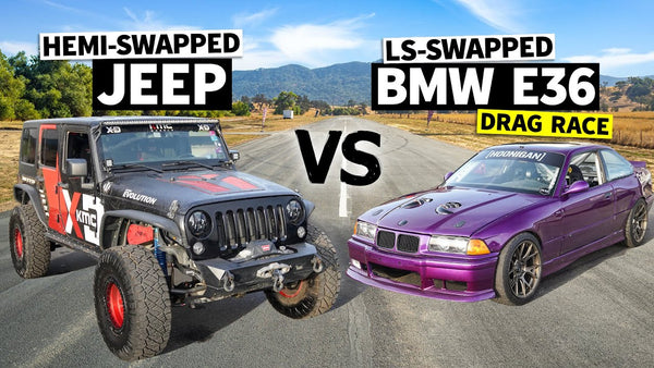 LS vs Hemi in a V8 Swap Battle! 6.4l Hemi Jeep Races our Knuckle Busters BMW M3