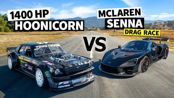 Ken Block’s 1,400hp AWD Ford Mustang Hoonicorn vs. a McLaren Senna Merlin // Hoonicorn vs. the World