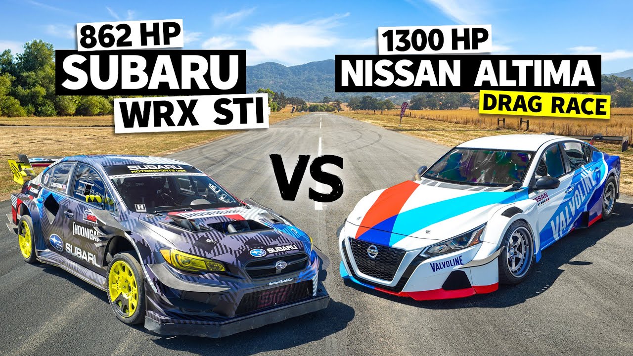 Travis Pastrana’s 862hp Subaru STI vs. Chris Forsberg’s 1,300hp GTR Powered Altima // Flying Finish