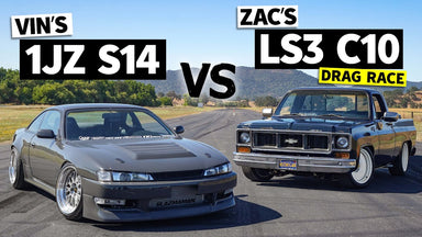 1JZ Swapped 240sx races a LS3 Chevy C10, the Vin vs. Zac Showdown! // This vs. That