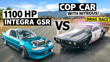 1,100hp Integra GSR vs. a Big Block Police Car ’67 Cuda, Import/Domestic Battle! // This vs. That