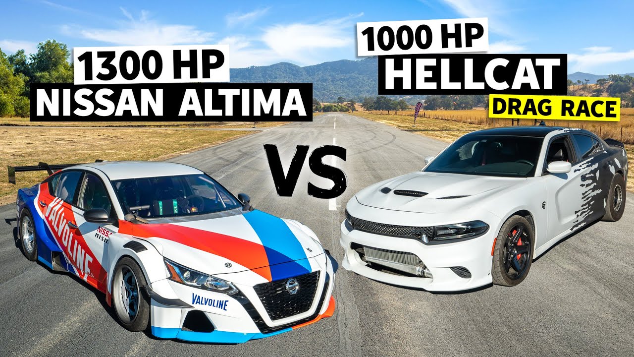 1,300hp Altima Drift Car Races a Twin Turbo, 1000hp Hellcat // This vs. That