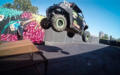 9 Year old Shredder Jumps the Double Stack! AND Hoons our Yard in his UTV