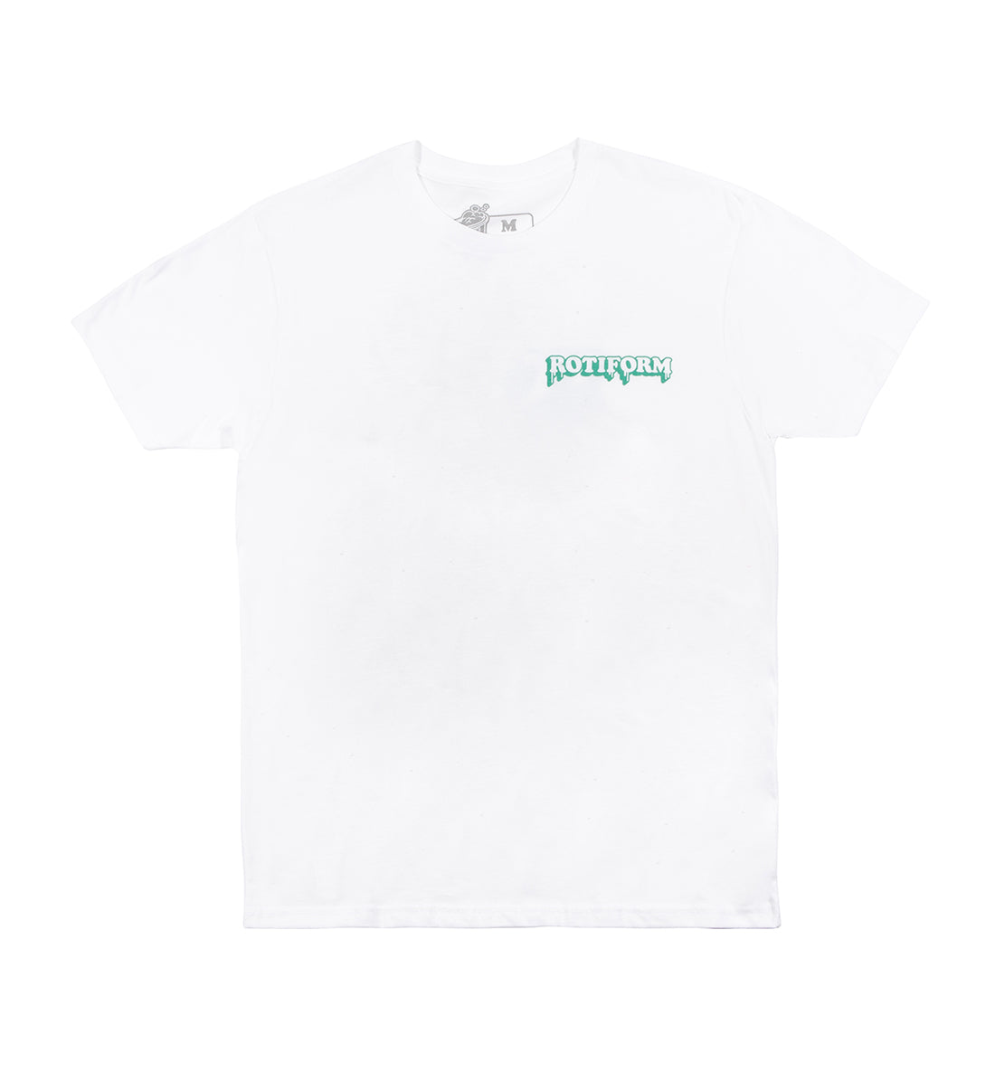 Rotiform WASH YOUR WHEELS white short sleeve tee featuring a graphic print of wheels with the text "Wash Your Wheels."