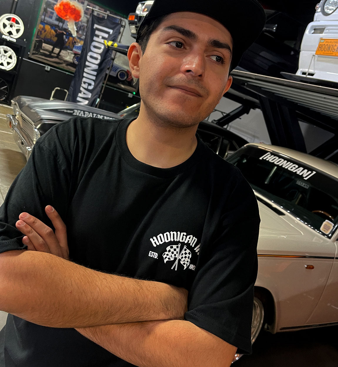 Our man Isaac showing off the HOONIGAN PCCC short sleeve T-shirt